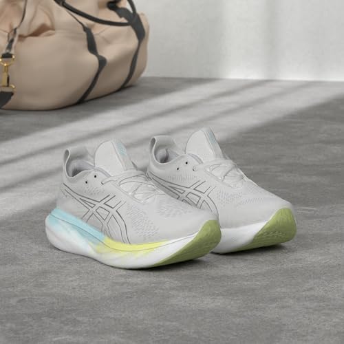 ASICS T nis de corrida feminino Gel-Nimbus 25, Branco/prata pura